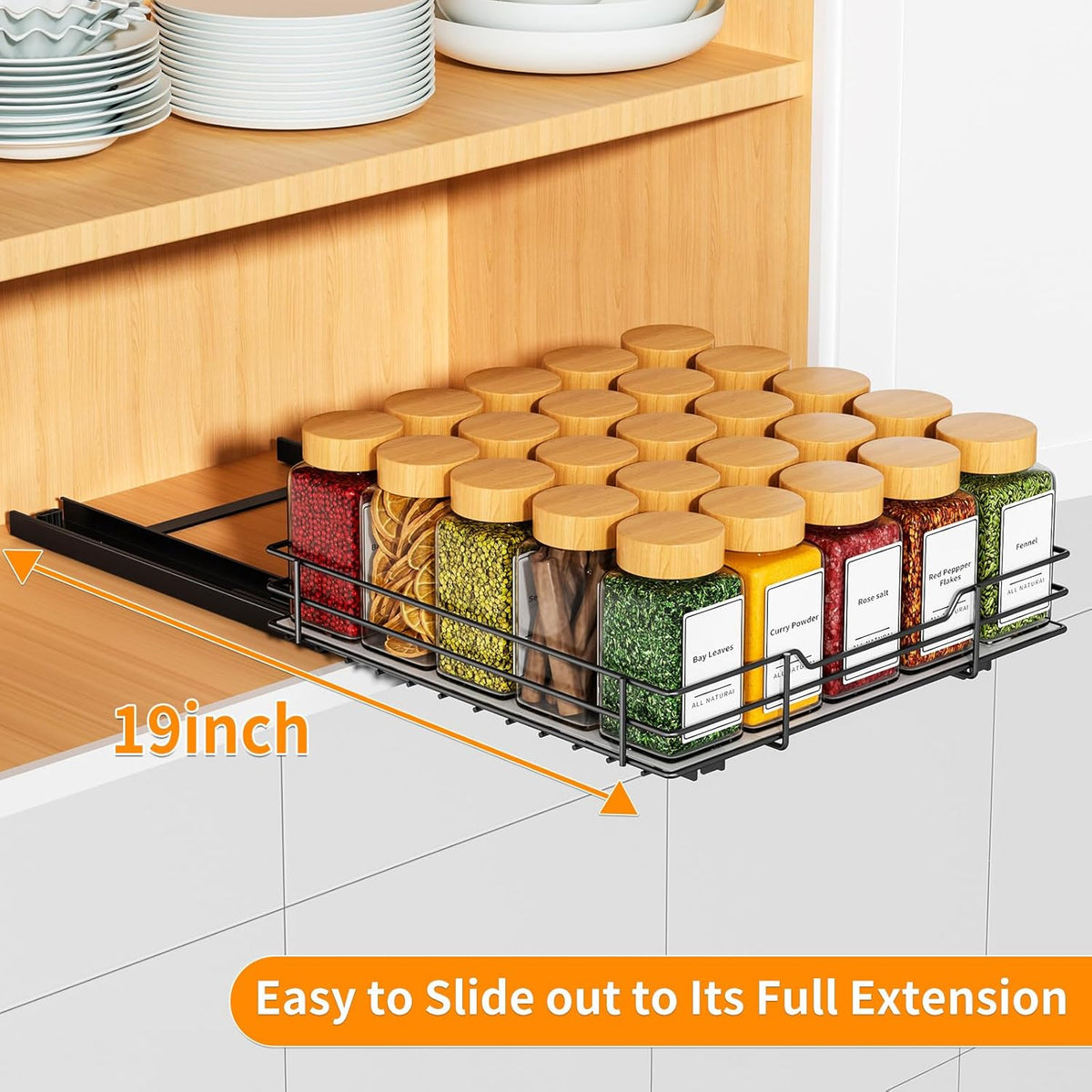RCHYFEED Pull Out Spice Rack Organizer for Cabinet,Slide out Spice Organization for Inside