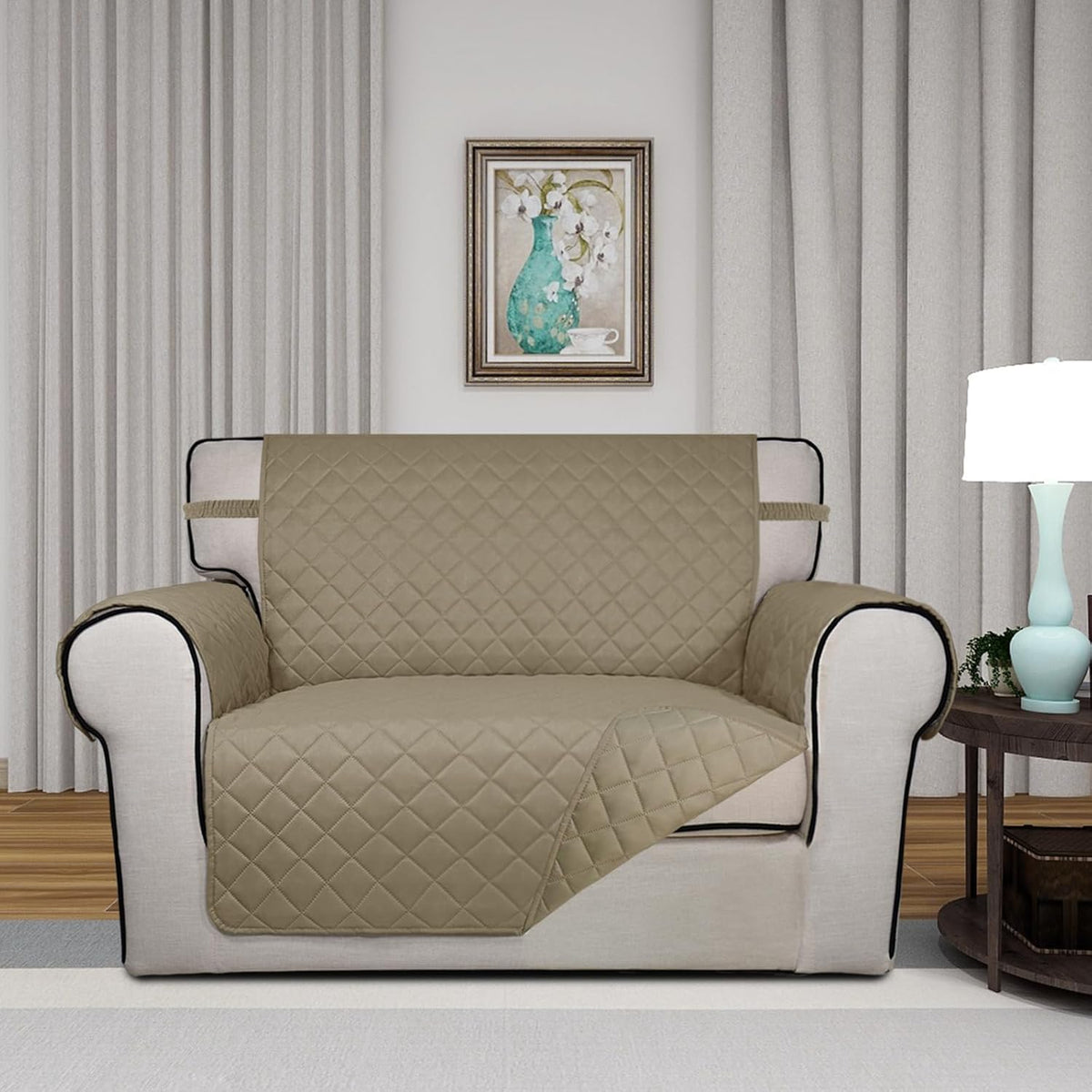 PureFit Reversible Quilted Sofa Cover, Water Resistant Slipcover Furniture Protector, Washable