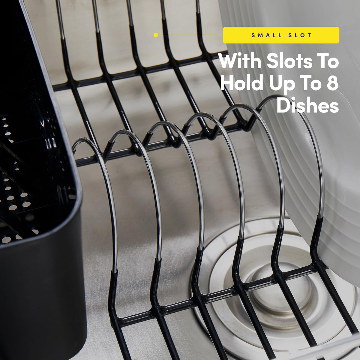 Sweet Home Collection 2 Piece Dish Drying Rack Set Drainer with Utensil Holder Simple Easy to Use