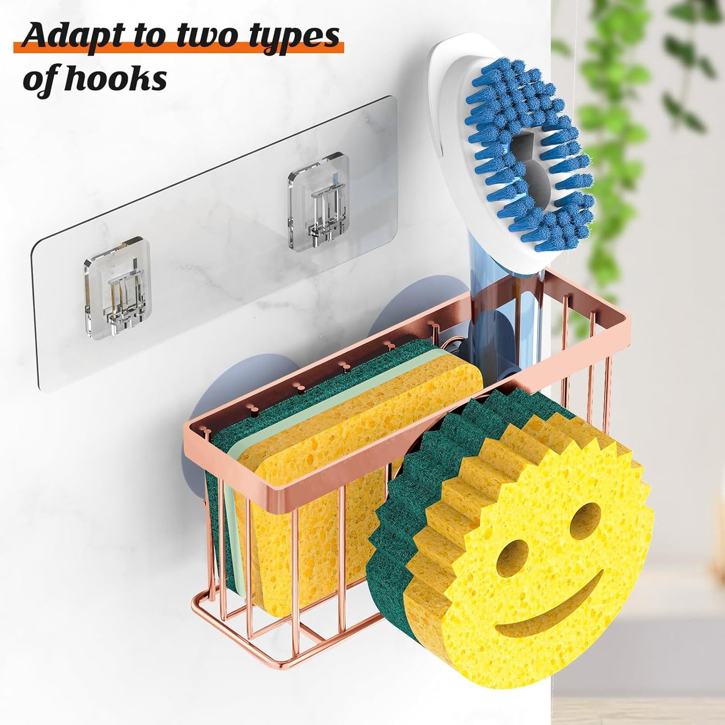 Sponge Holder Smiley Face,Sink Caddy for Kitchen Sink,Sponge Holder with 2 PCS Suction Cups/1 PCS