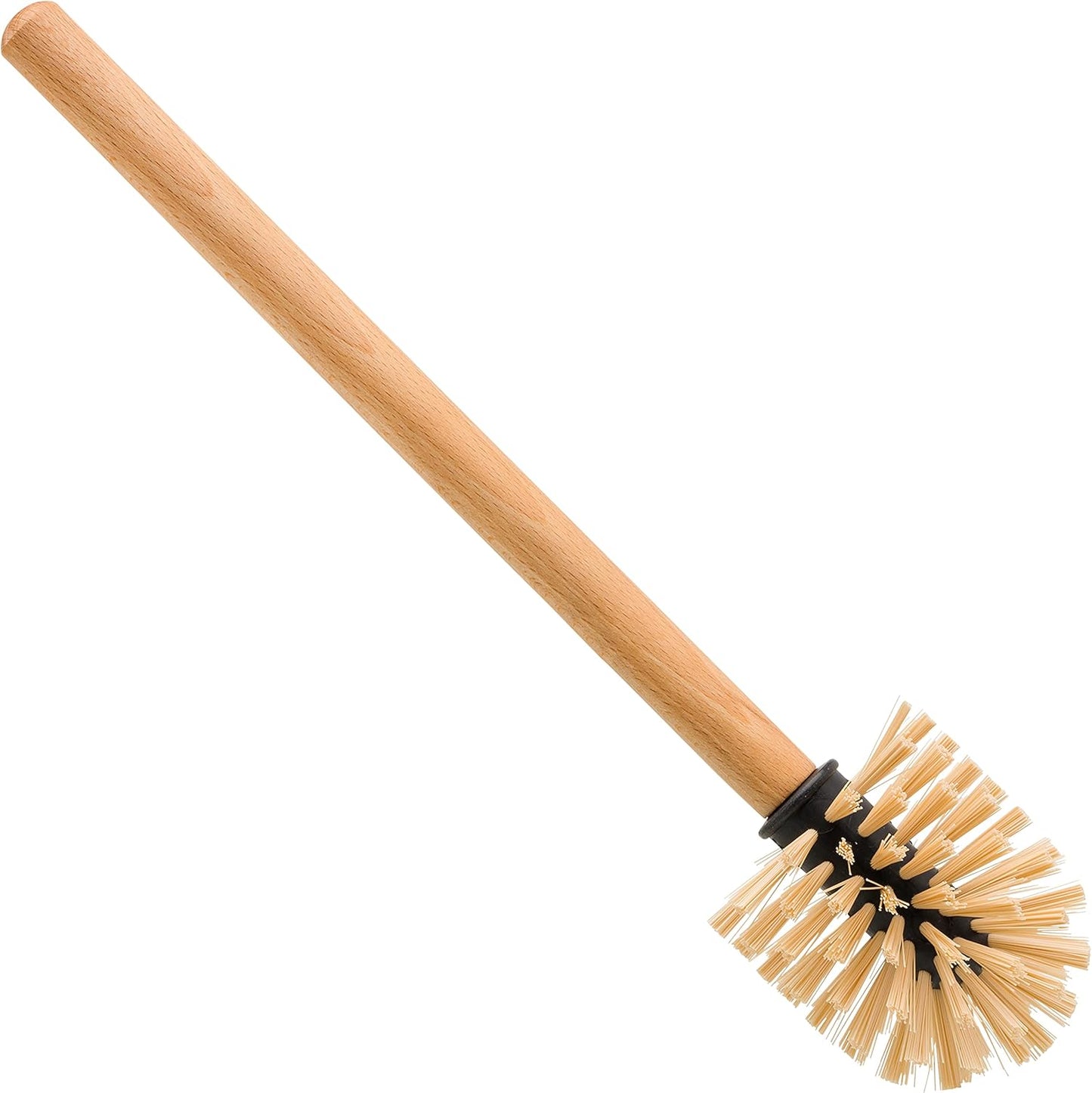 Redecker White Coated Metal Toilet Brush Set with High Grade Nylon Toilet Brush with Oiled