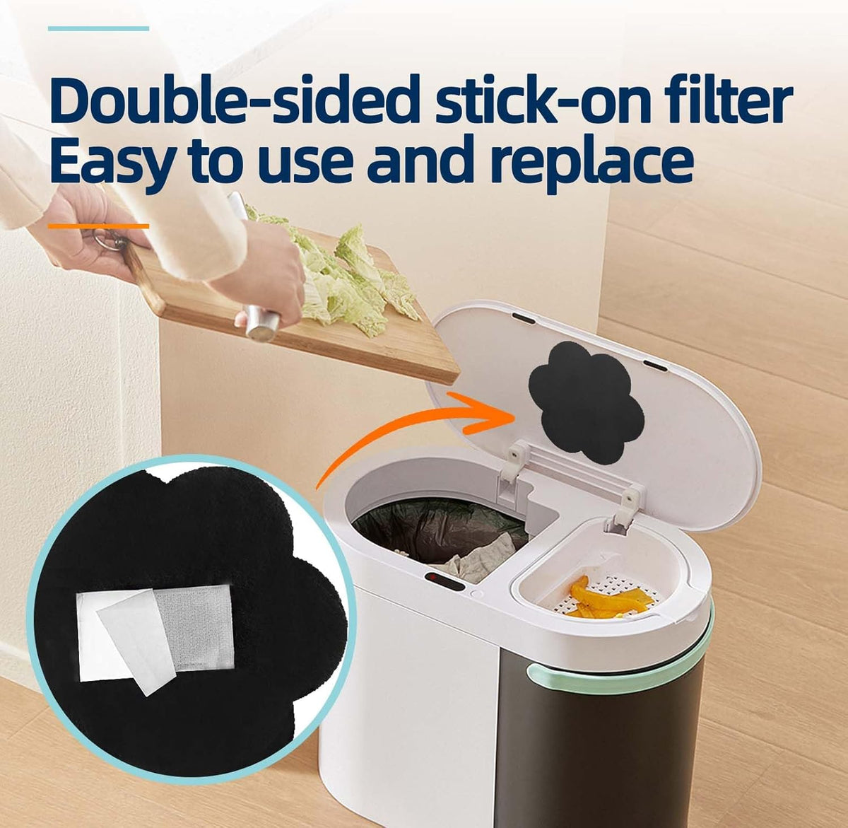Trash Can Odor Absorbing Filters: Activated Charcoal Deodorizer Sheet for Kitchen Trash Can