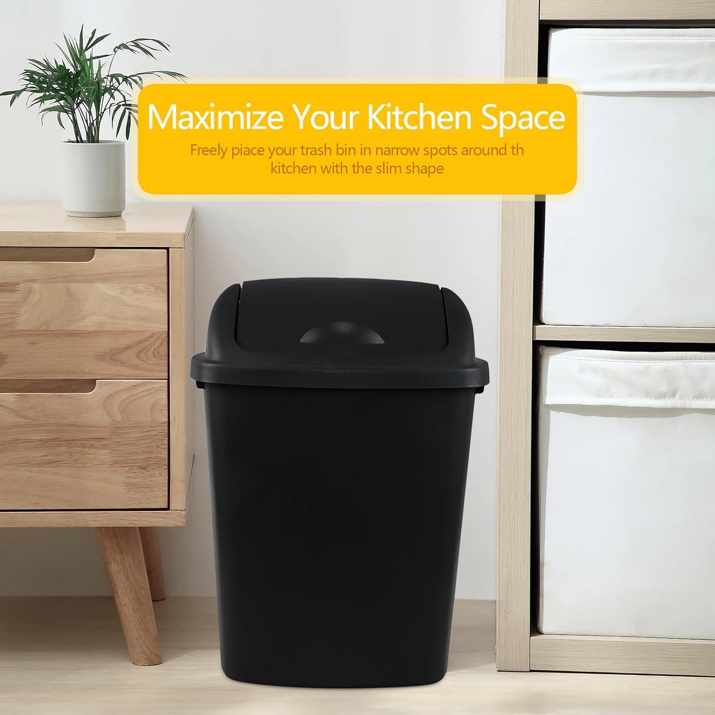 Zopnny 8 Gallon Plastic Swing Top Garag Bin, Lidded Wastebasket Trash Can for Kitchen or Workspace