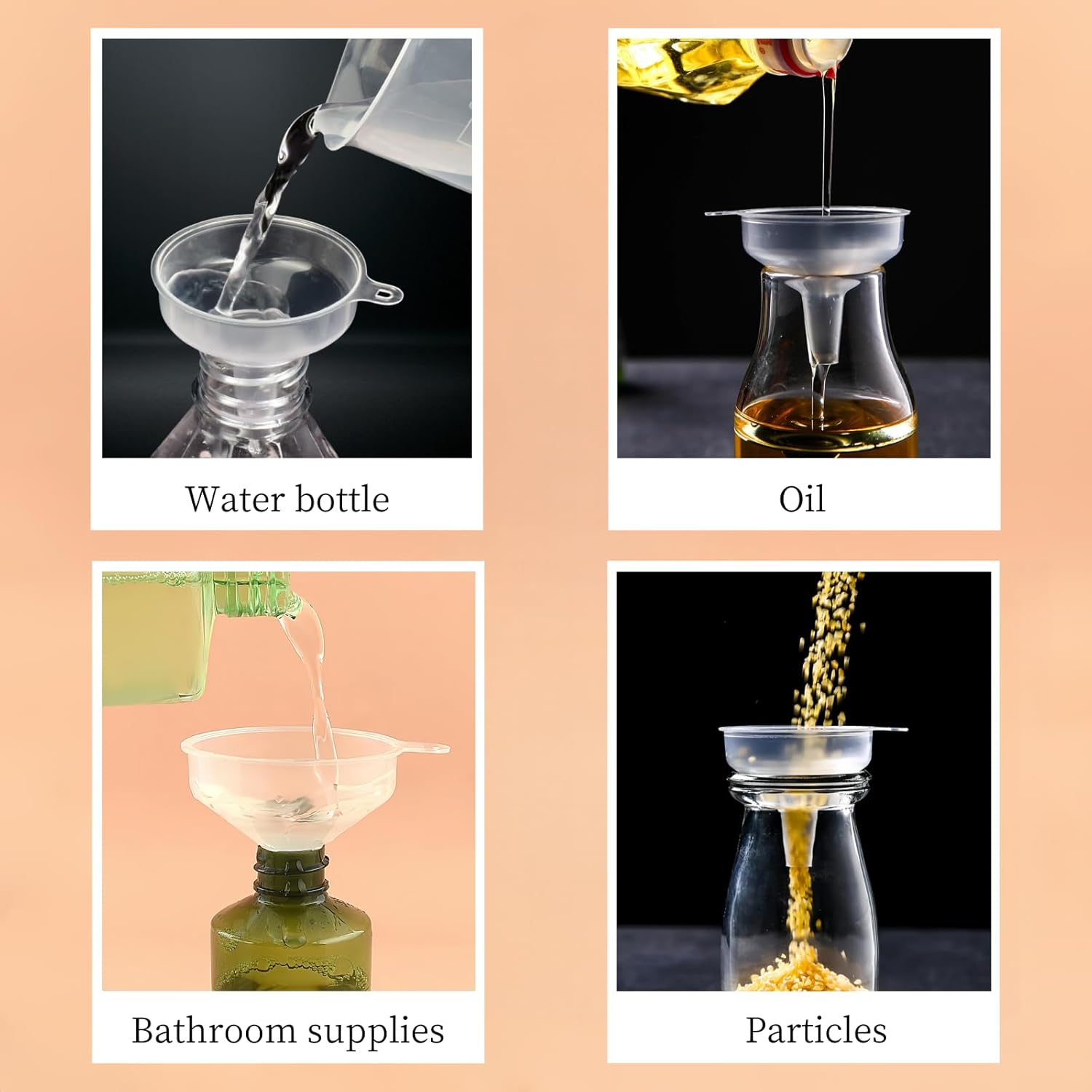 Small Funnels 4 Pack Food Grade Funnel Easily Transfer Liquids Granules Powders Funnels for Kitchen