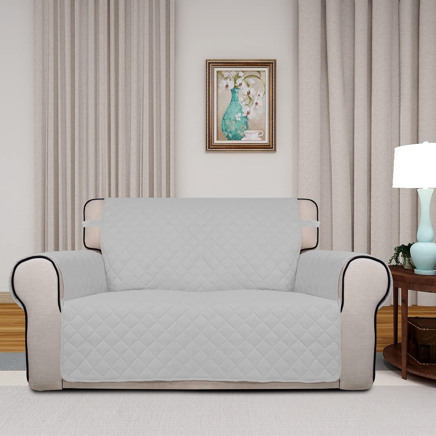 PureFit Reversible Quilted Sofa Cover, Water Resistant Slipcover Furniture Protector, Washable