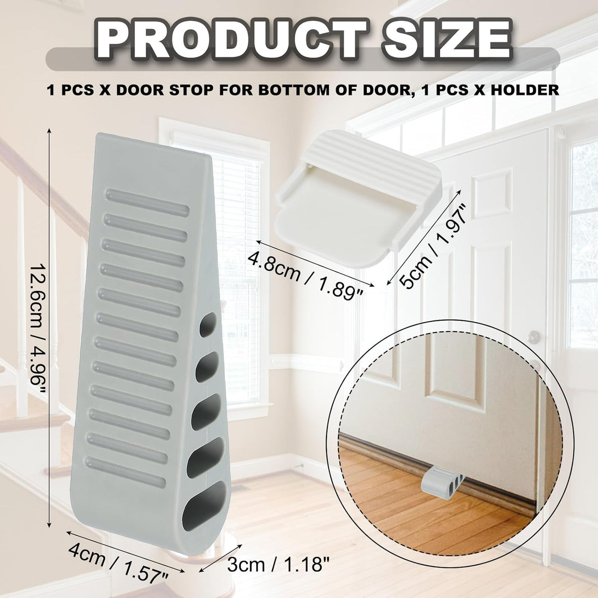 PATIKIL Rubber Door Stoppers for Bottom of Door, Door Wedge Stopper with Holder Sturdy Stackable