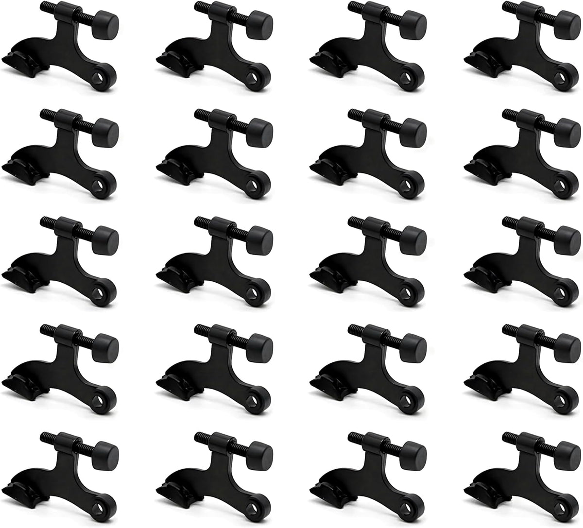 20 Pack Hinge Pin Black Door Stopper, Adjustable Heavy Duty Hinge Pin Door Stop with Black Rubber