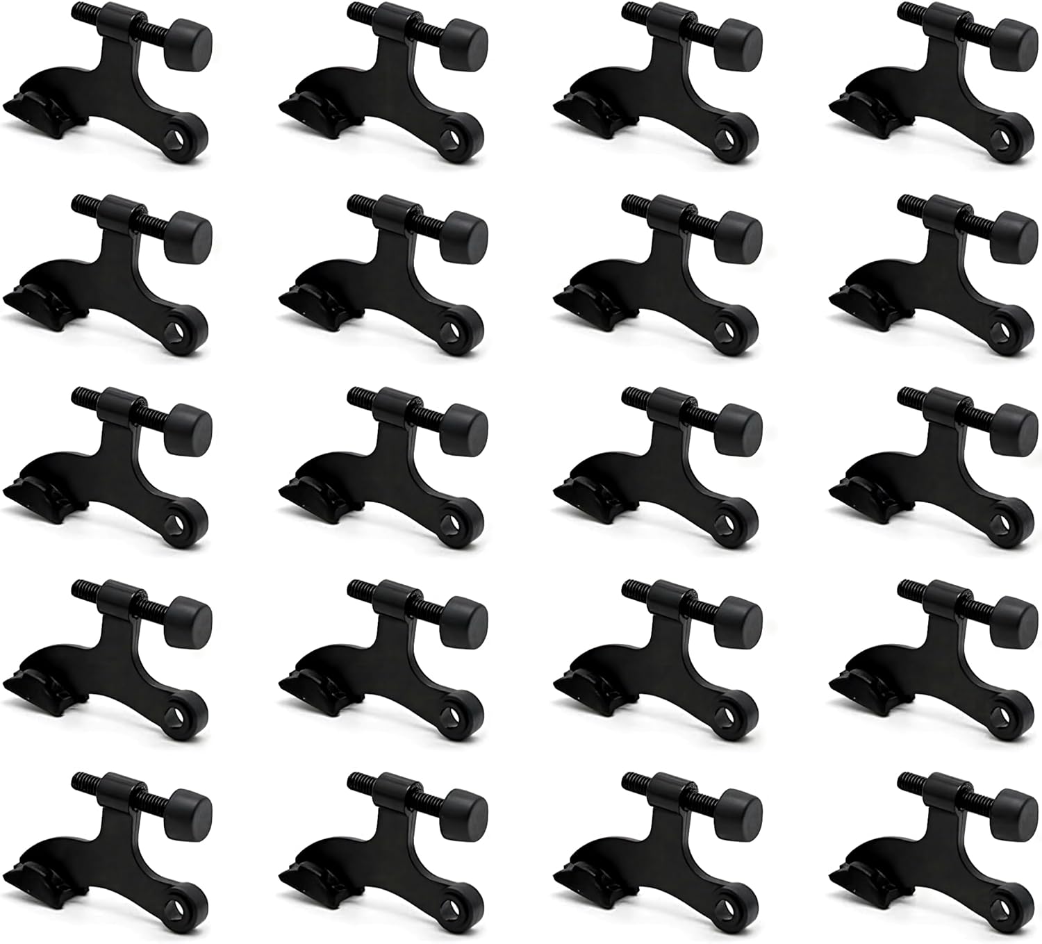 20 Pack Hinge Pin Black Door Stopper, Adjustable Heavy Duty Hinge Pin Door Stop with Black Rubber