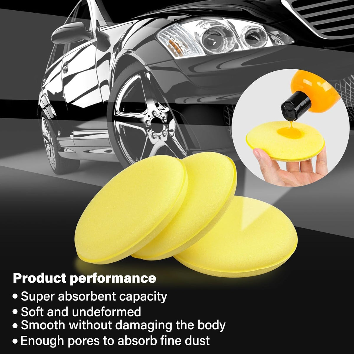 psler Foam Car Wax Applicator Pad Foam Applicator Pads Detailing Round 4 inch Polishing Sponges for
