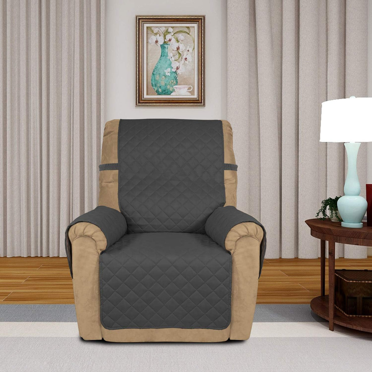 PureFit Reversible Quilted Sofa Cover, Water Resistant Slipcover Furniture Protector, Washable