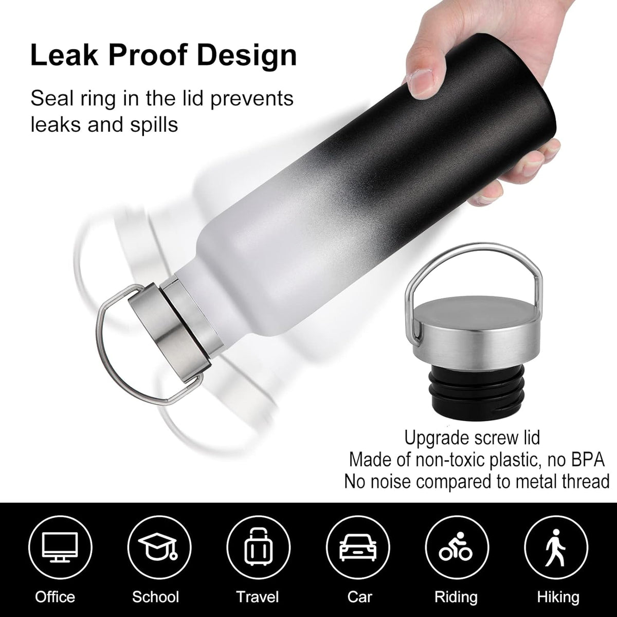 Neihepal Gradient Stainless Steel Water Bottles,20 Ounce Vacuum Insulated Double Wall Travel Bottle