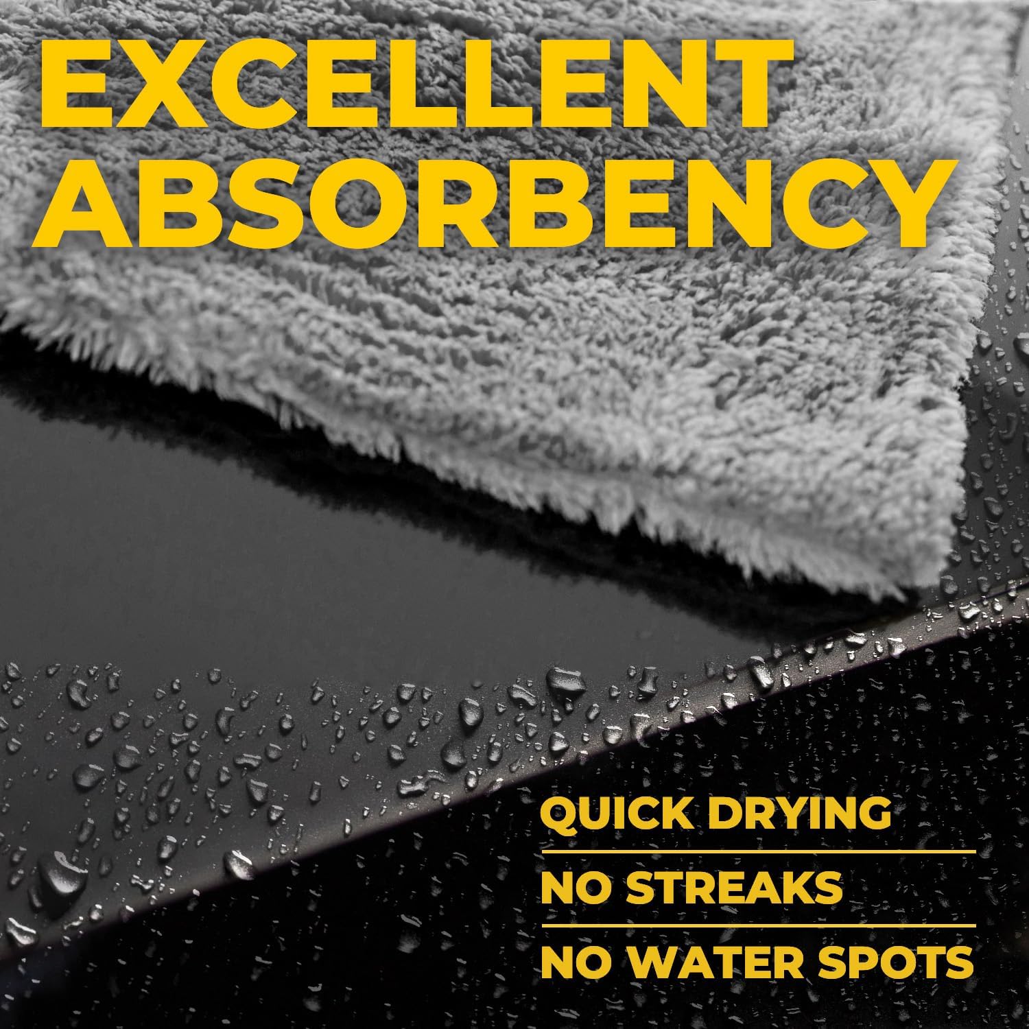 Edgeless Microfiber Towels for Cars – 6pk (12”x12”) - 540 GSM - Super Soft Detailing & Buffing