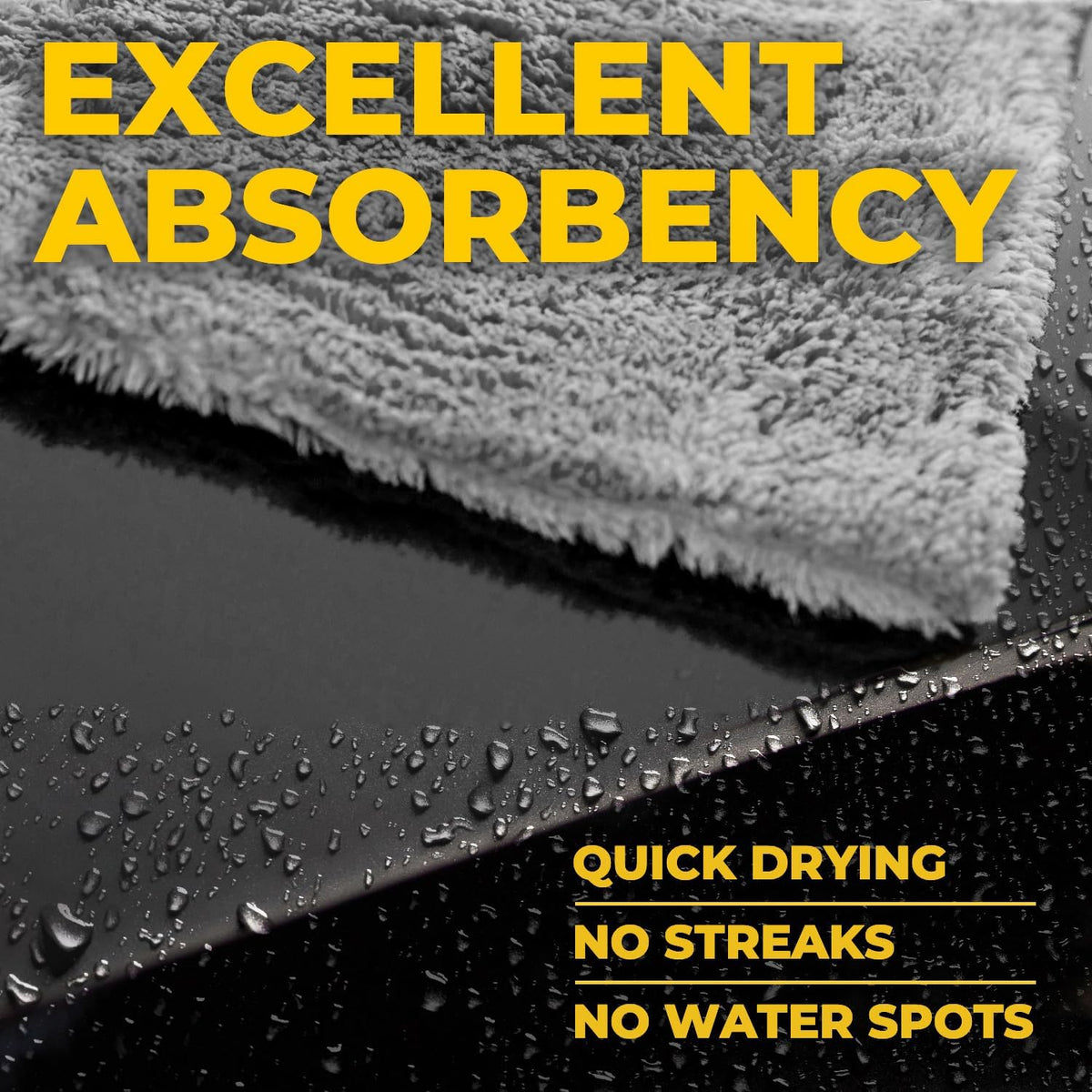Edgeless Microfiber Towels for Cars – 6pk (12”x12”) - 540 GSM - Super Soft Detailing & Buffing