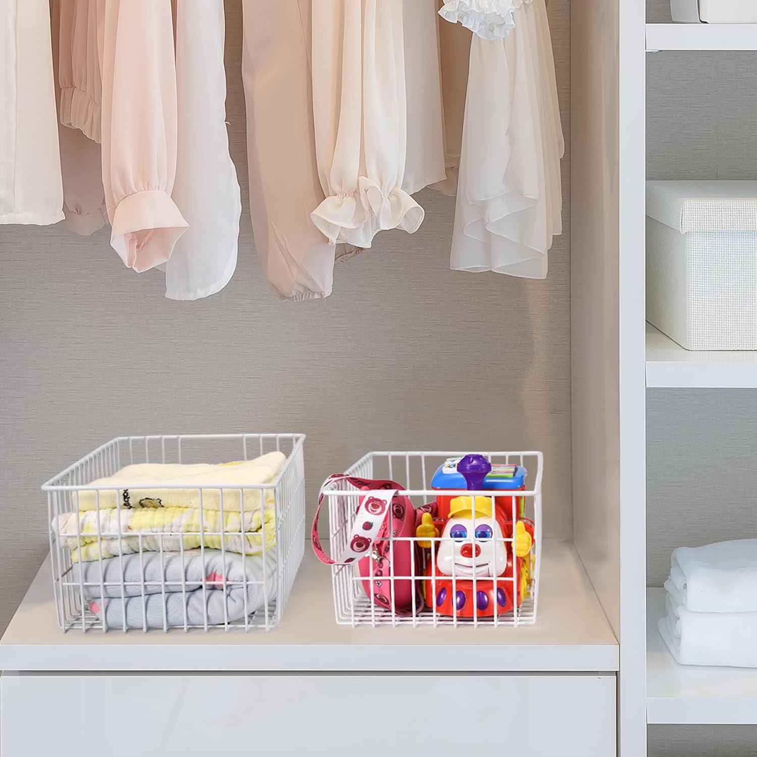Orgneas Freezer Organizer Bins, Vertical Sides Wire Freezer Baskets for Upright Freezer, Chest