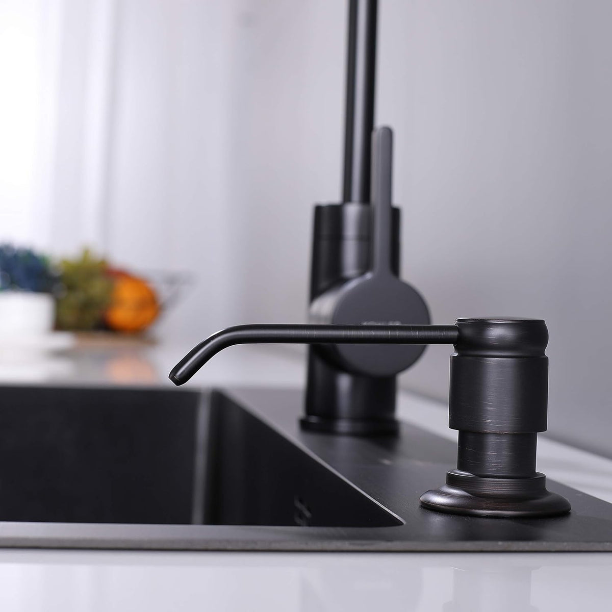 GAGALIFE Soap Dispenser for Kitchen Sink (Oil Rubbed Bronze) and Extension Tube Kit, Complete Brass