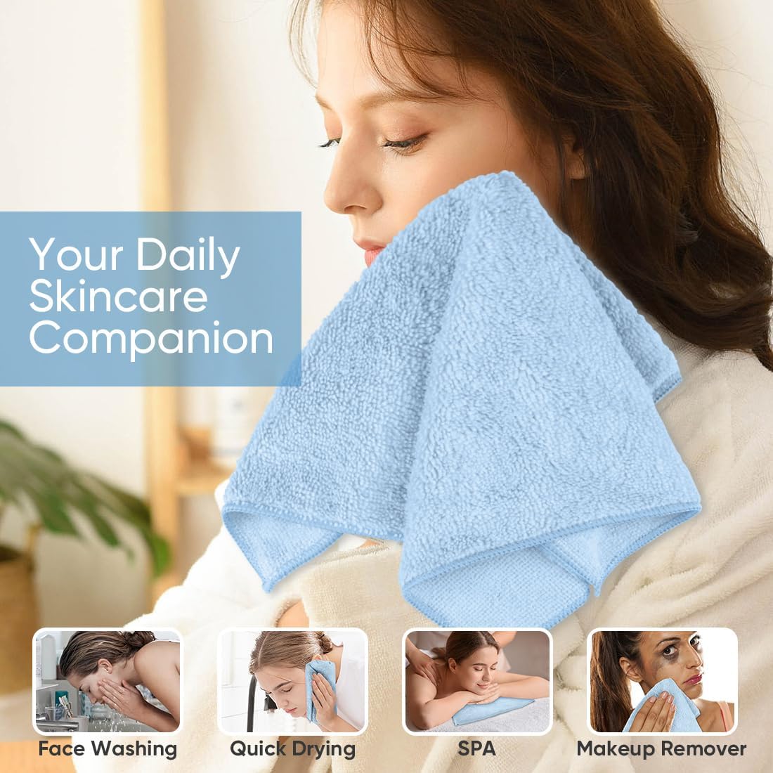 HOMEXCEL Microfiber Washcloths 12 Pack, Highly Absorbent and Soft Face Towel, Multi-Purpose Wash