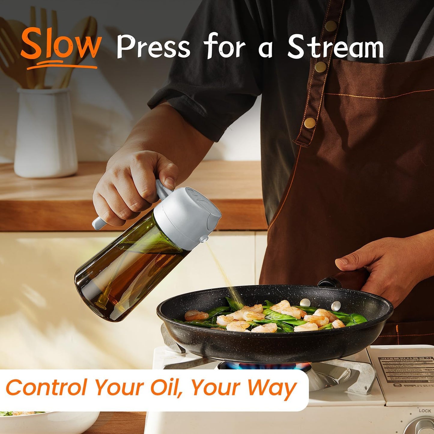 TrendPlain - Original 16oz/470ml Olive Oil Dispenser Bottle for Kitchen Gadgets and Air Fryer