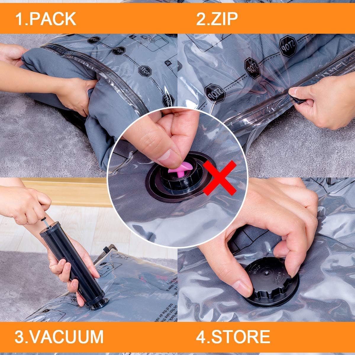 GONGSHI Vacuum Seal Bags for Clothing Travel & Home Storage, Travel Vacuum Bags with Pump,Space