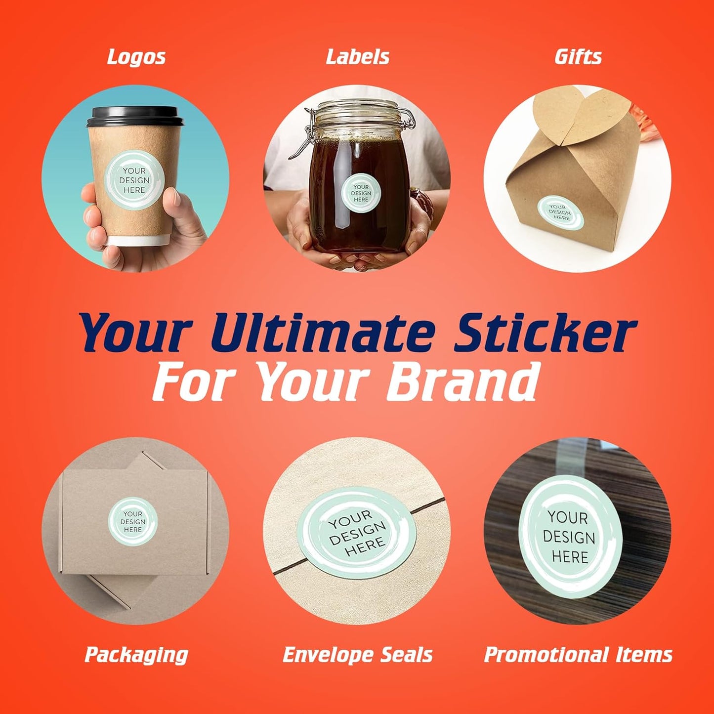 100 Custom Vinyl Stickers - Upload Your own Image, Text, Design, Logo - Personalized Logo Labels