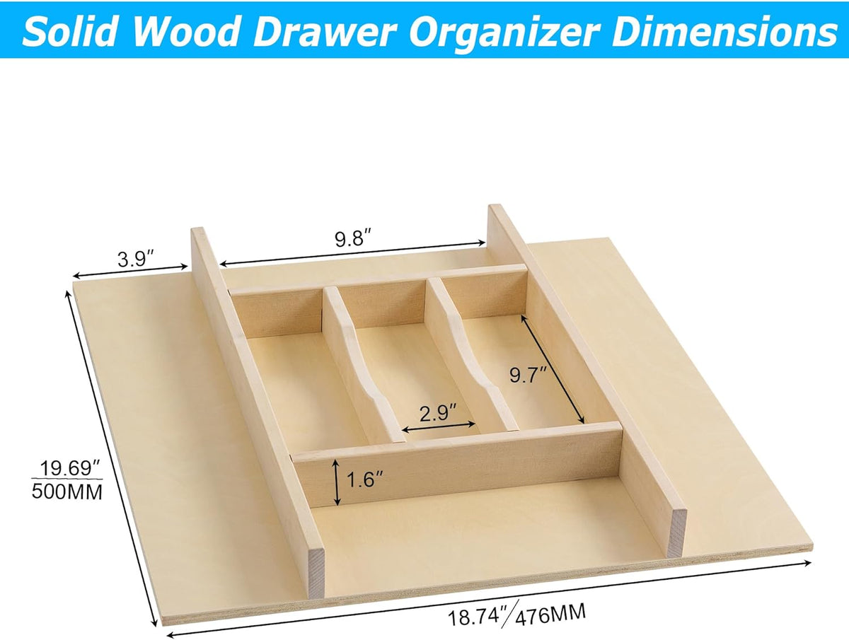 WelFurGeer Premium Wooden Silverware Organizer for Kitchen Drawers, Utensil Tray for Kitchen