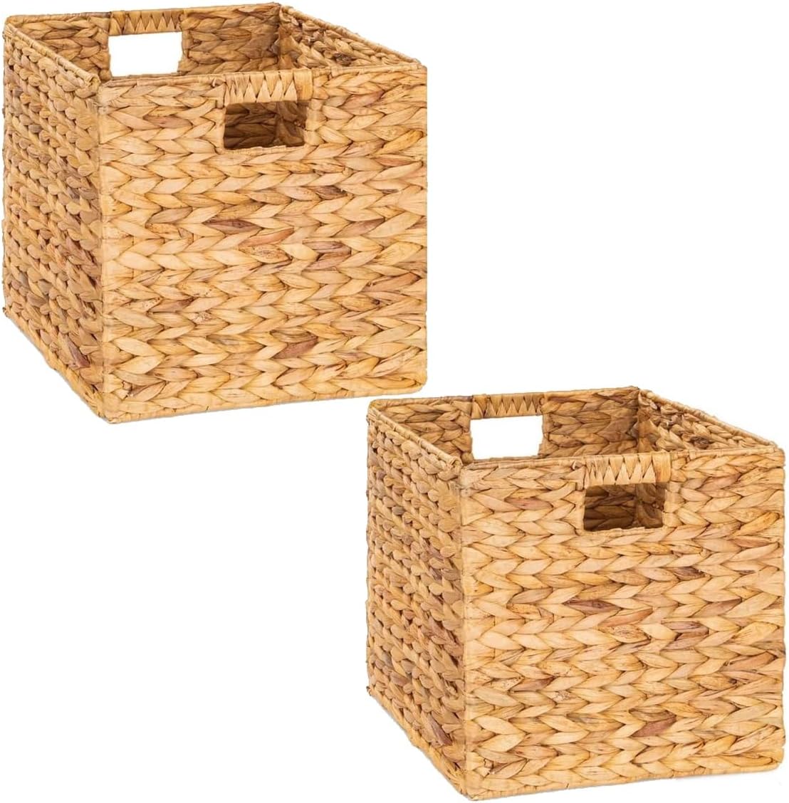 Storage Cube 10.5 x 10.5in, Wicker Storage Baskets for Shelves, Water Hyacinth Storage Baskets