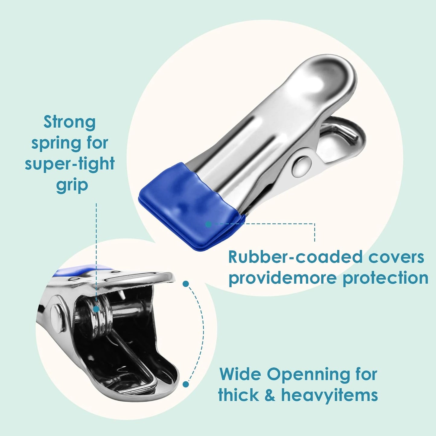 36 Pack Heavy Duty Clothes Pins, 2.17-Inch Stainless Steel Chip Clips, Multipurpose Laundry, Towel