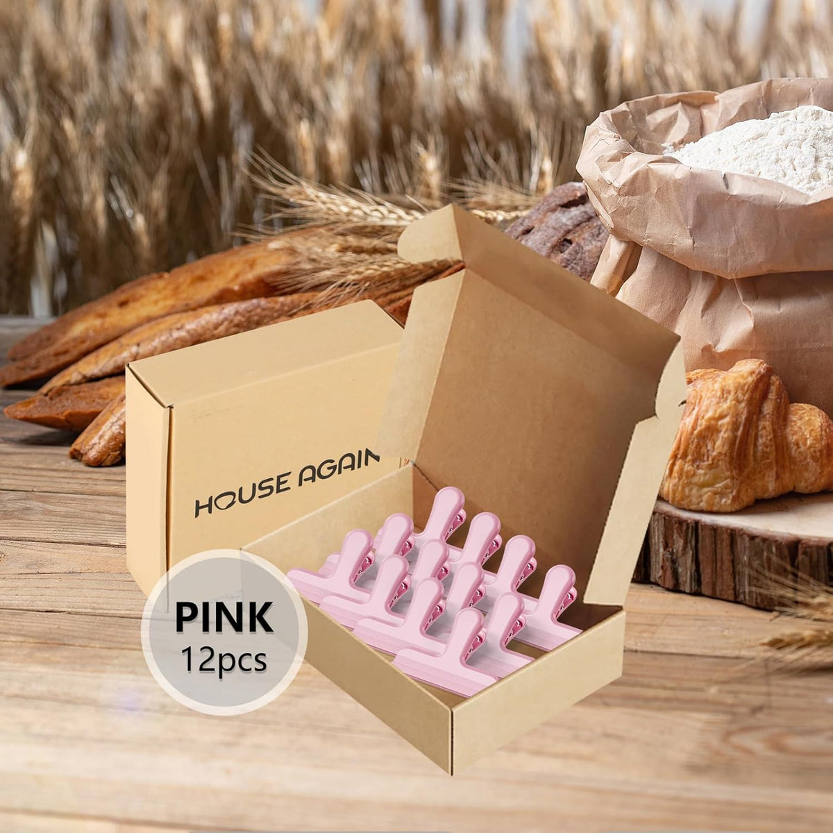 HOUSE AGAIN 12 Pack Stainless Steel Chip Bag Clips Covered with Silicone - NO More Sharp Edges