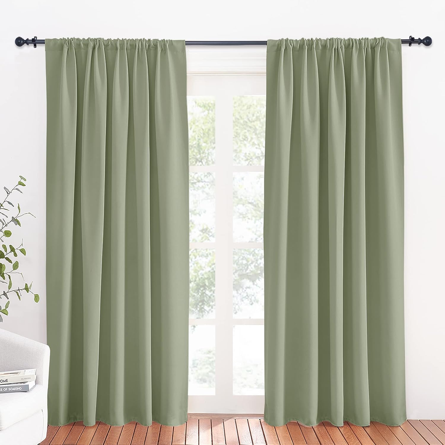 RYB HOME 84 inches Green Curtains for Living Room Lights & Drafts Blocking Window Curtains Room
