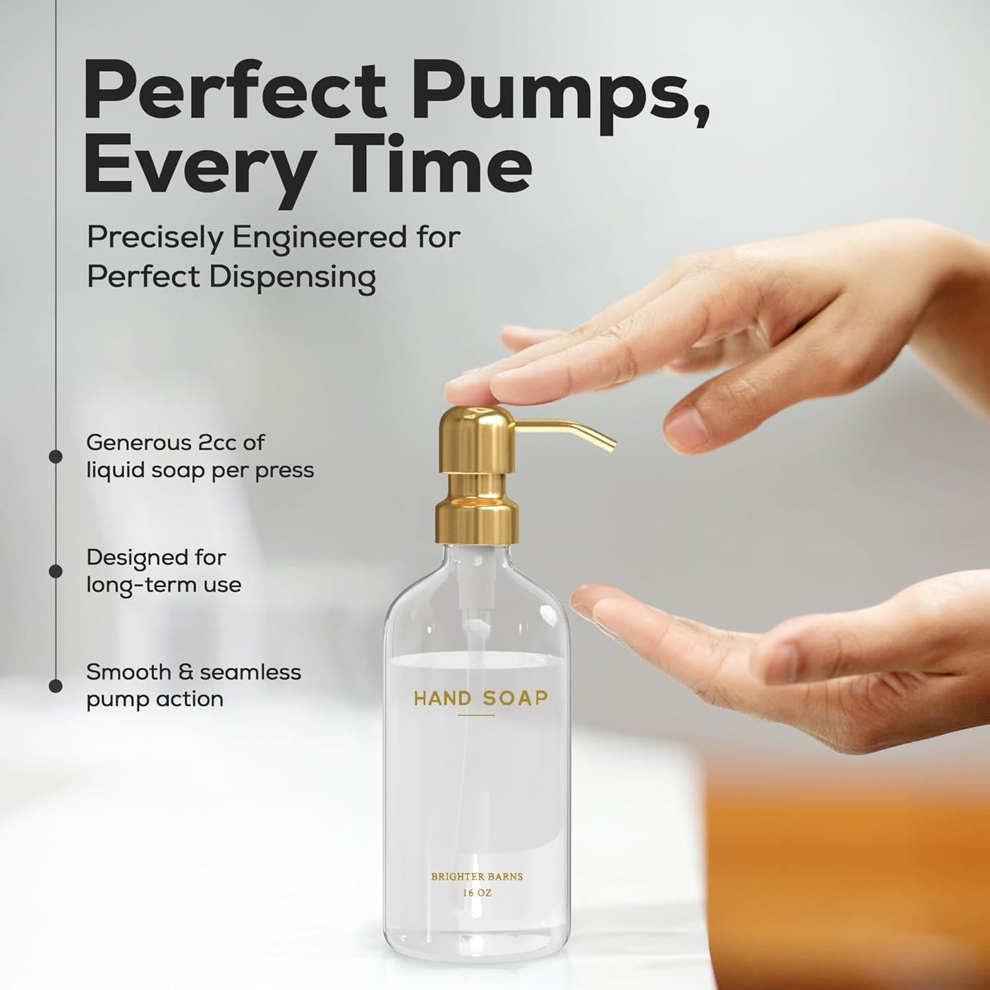 Luxury Glass Soap Dispenser Set by Brighter Barns - Hand and Dish Soap Dispenser for Kitchen Sink