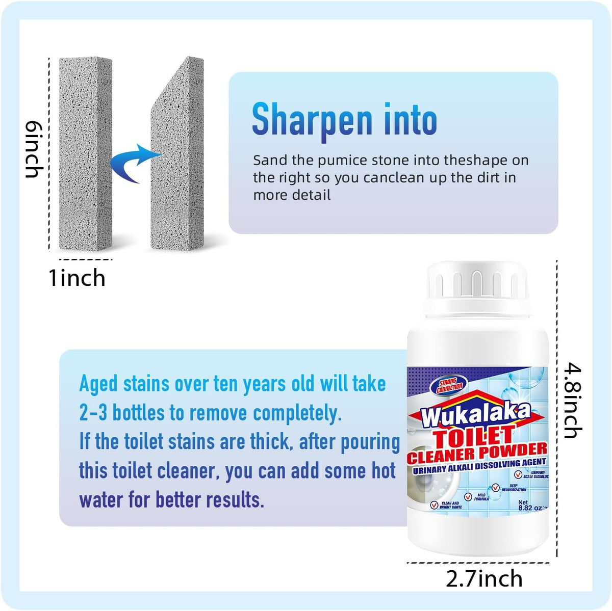 Pumice Stone for Toilet Cleaning Bowl Stick, Toilet Bowl Cleaners Brush, Powerfully Cleans Hard