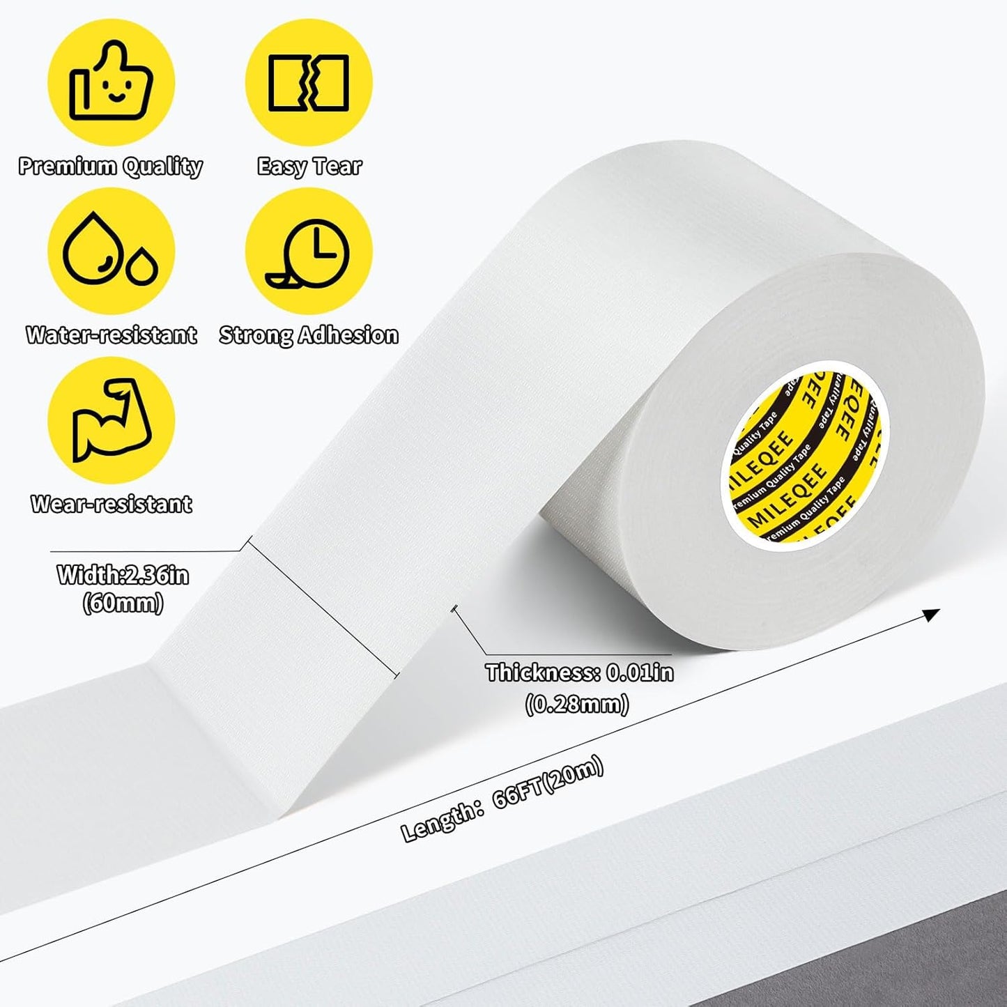 2Pack Duct Tape Heavy Duty Single Sided, Strong Adhesive High Strength, Waterproof Mesh Tape for
