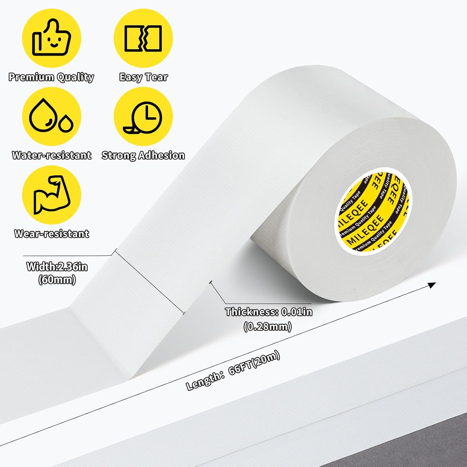 2Pack Duct Tape Heavy Duty Single Sided, Strong Adhesive High Strength, Waterproof Mesh Tape for