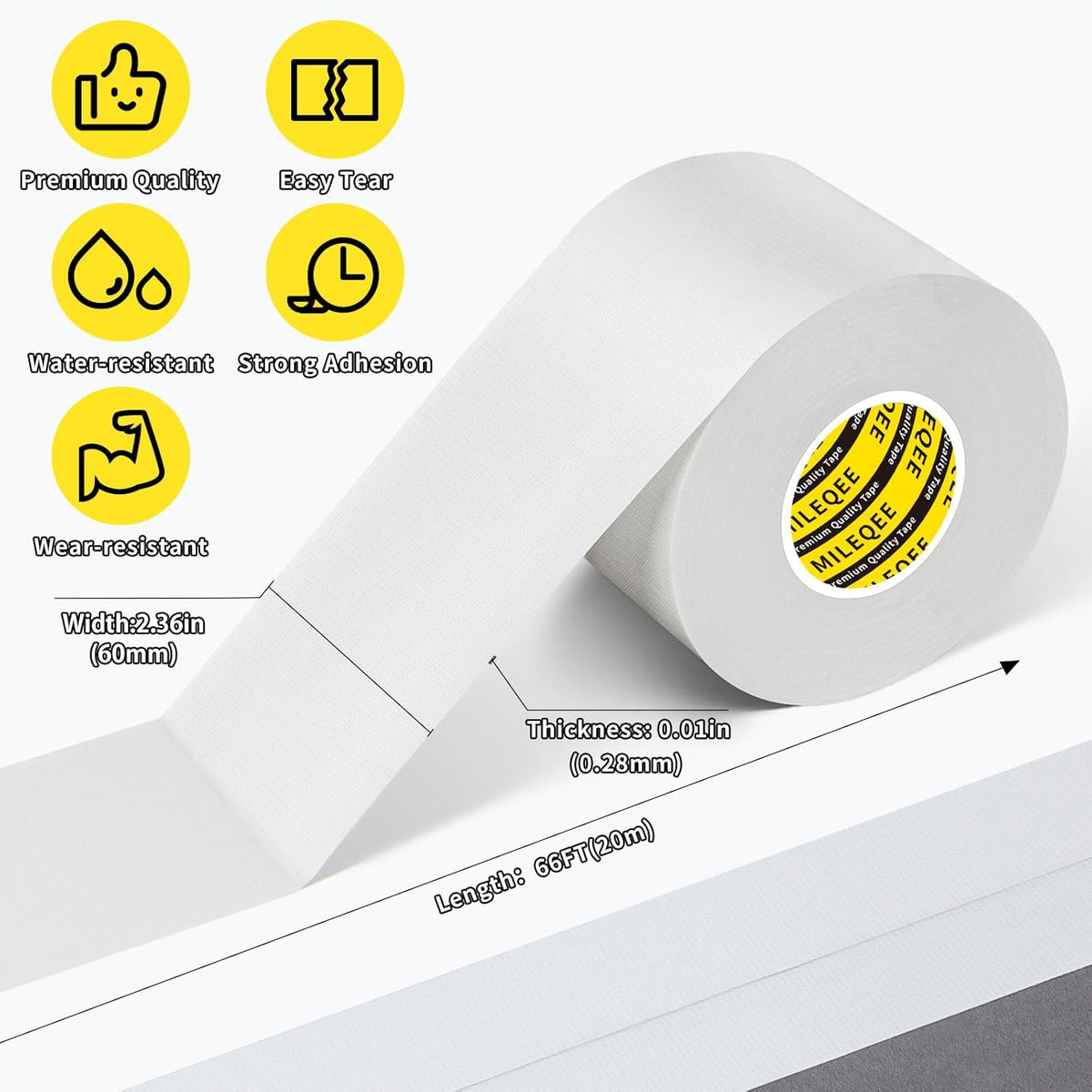 3Pack Duct Tape Heavy Duty Single Sided, Strong Adhesive High Strength, Waterproof Mesh Tape for