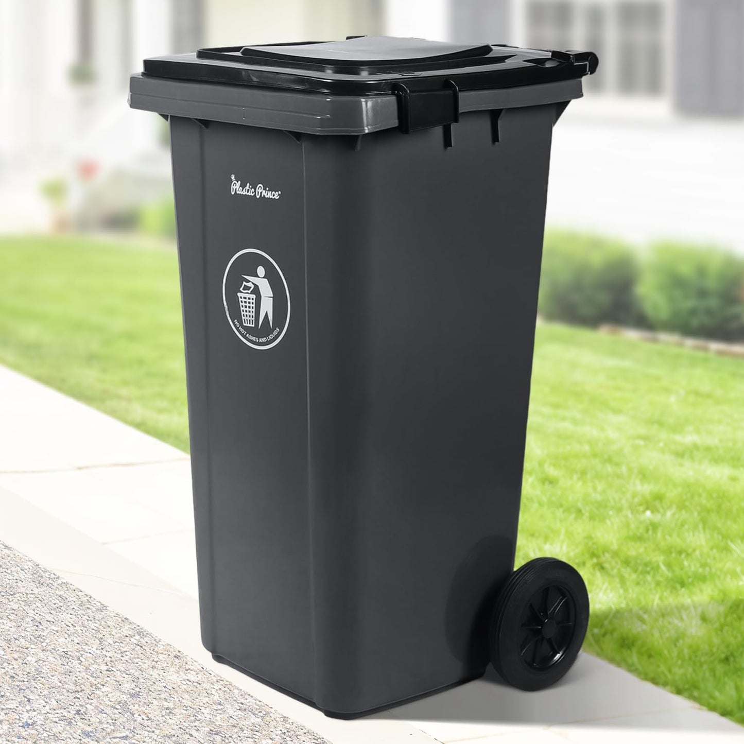 32 Gallon Trash Can with Wheels Outdoor Trash Can with Lid and Wheels Lockable Garbage Can