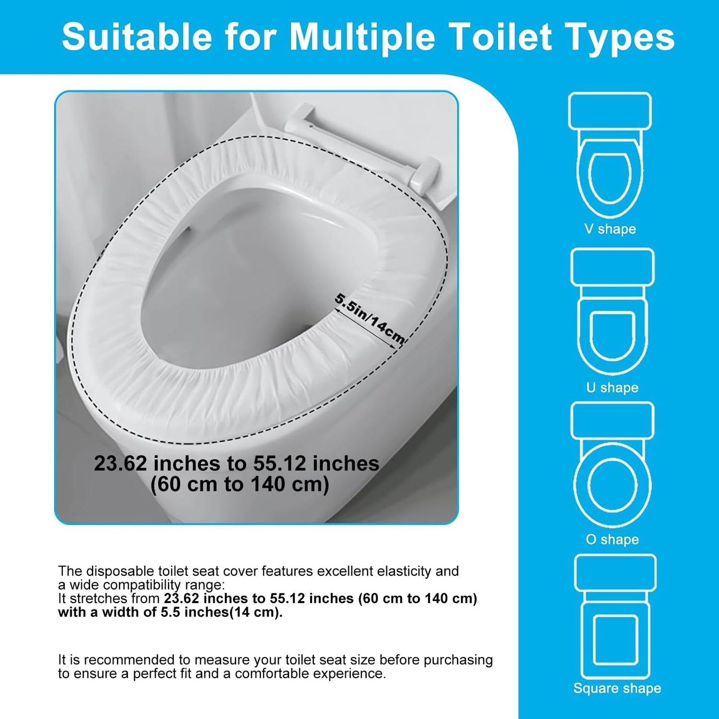 50 Pack Disposable Toilet Seat Cover Waterproof Non-Woven Fabric, Disposable Toilet Seat Covers for