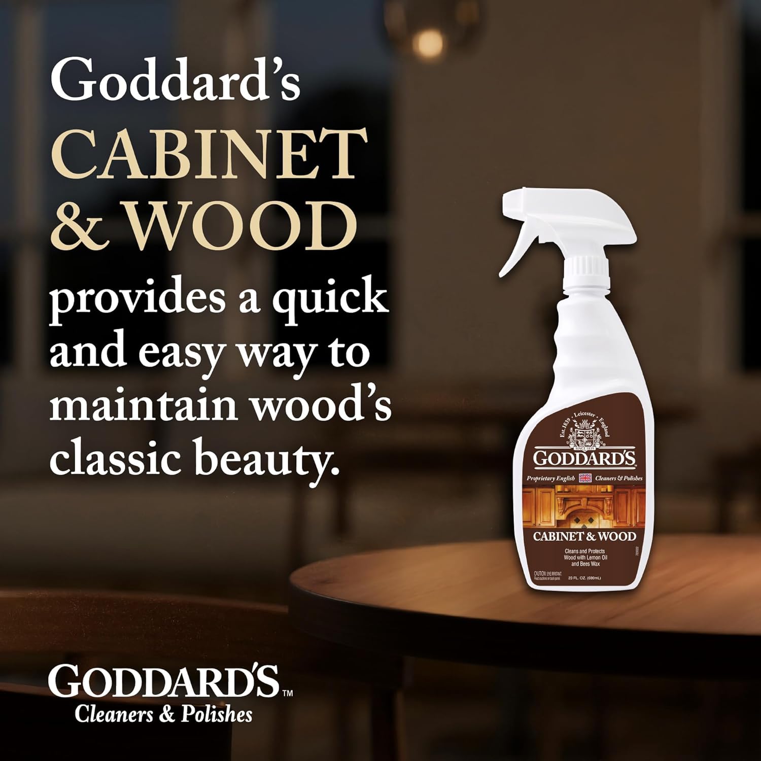 Goddard's Cabinet & Wood Wax Spray, Wood Cleaner & Furniture Polish, Wood Conditioner with Beeswax