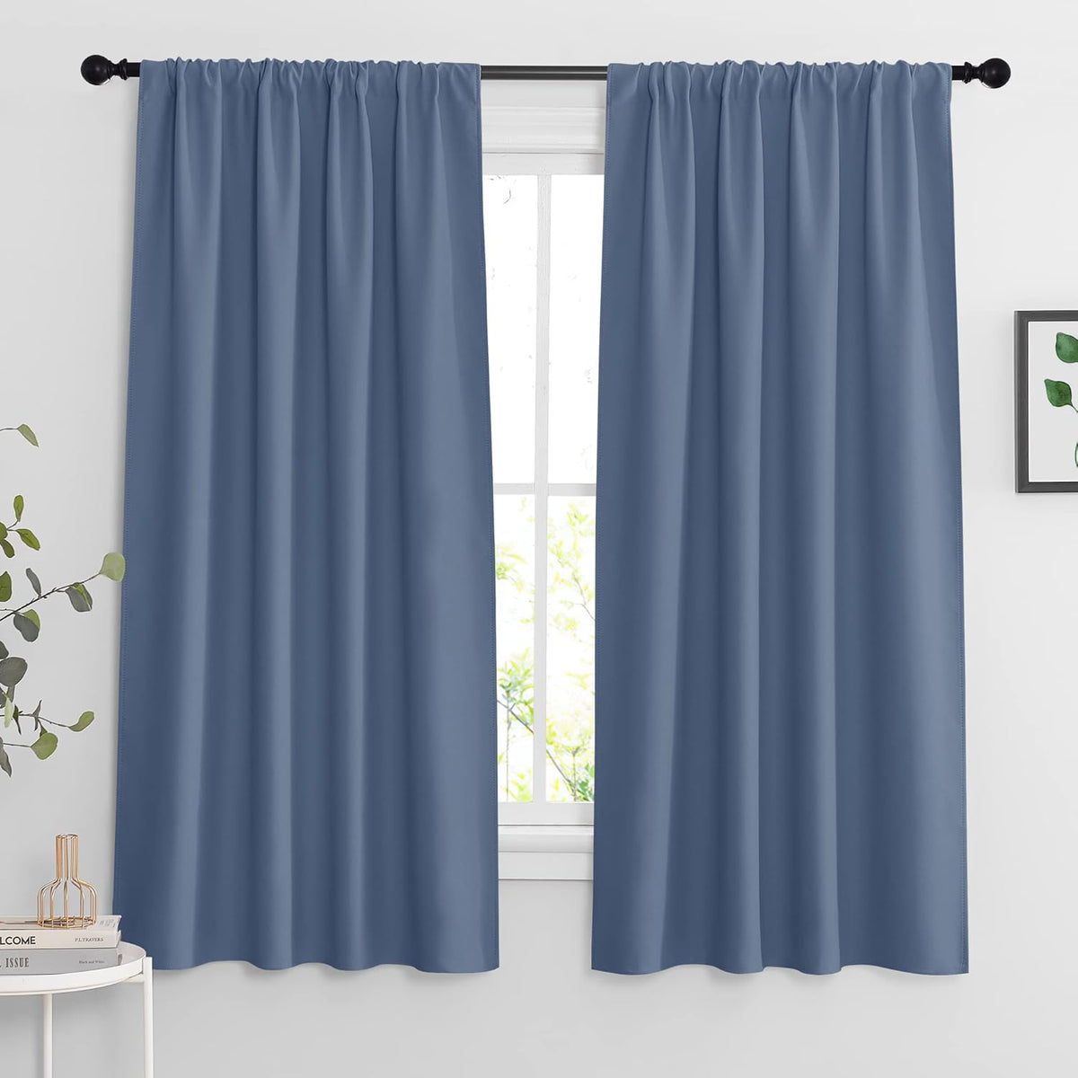 RYB HOME Blackout Curtains 63 inches Long - Energy Saving Insulation Large Window Curtain Blinds