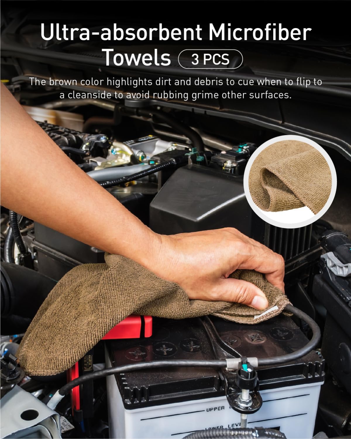 Fantasticlean 9PCS Car Interior Detailing Set, Microfiber Cloth & Applicator, Double-Head Detailing