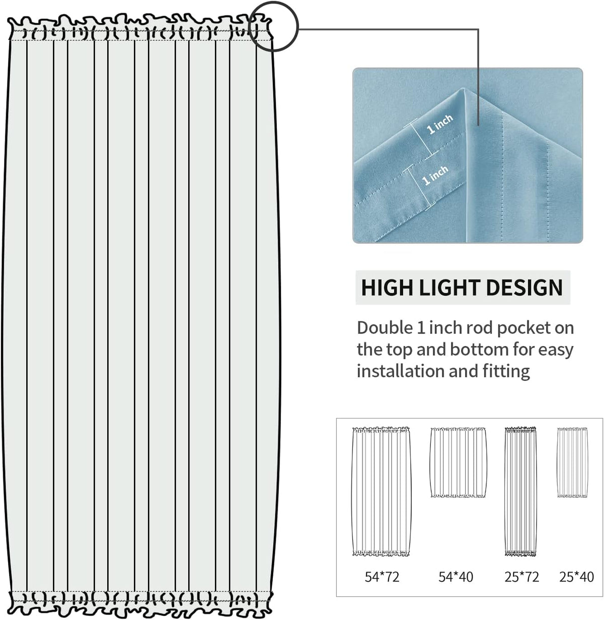 DWCN French Door Curtains – Rod Pocket Thermal Blackout Curtain for Doors with Glass Window