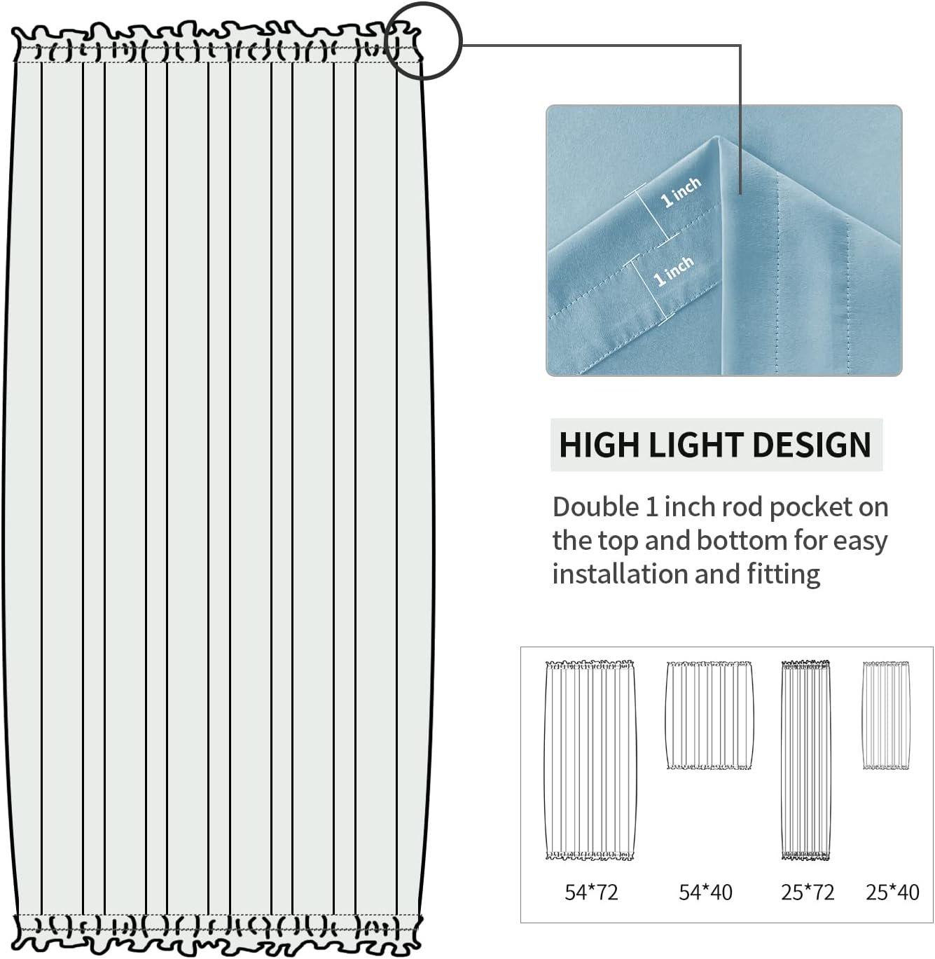 DWCN French Door Curtains – Rod Pocket Thermal Blackout Curtain for Doors with Glass Window
