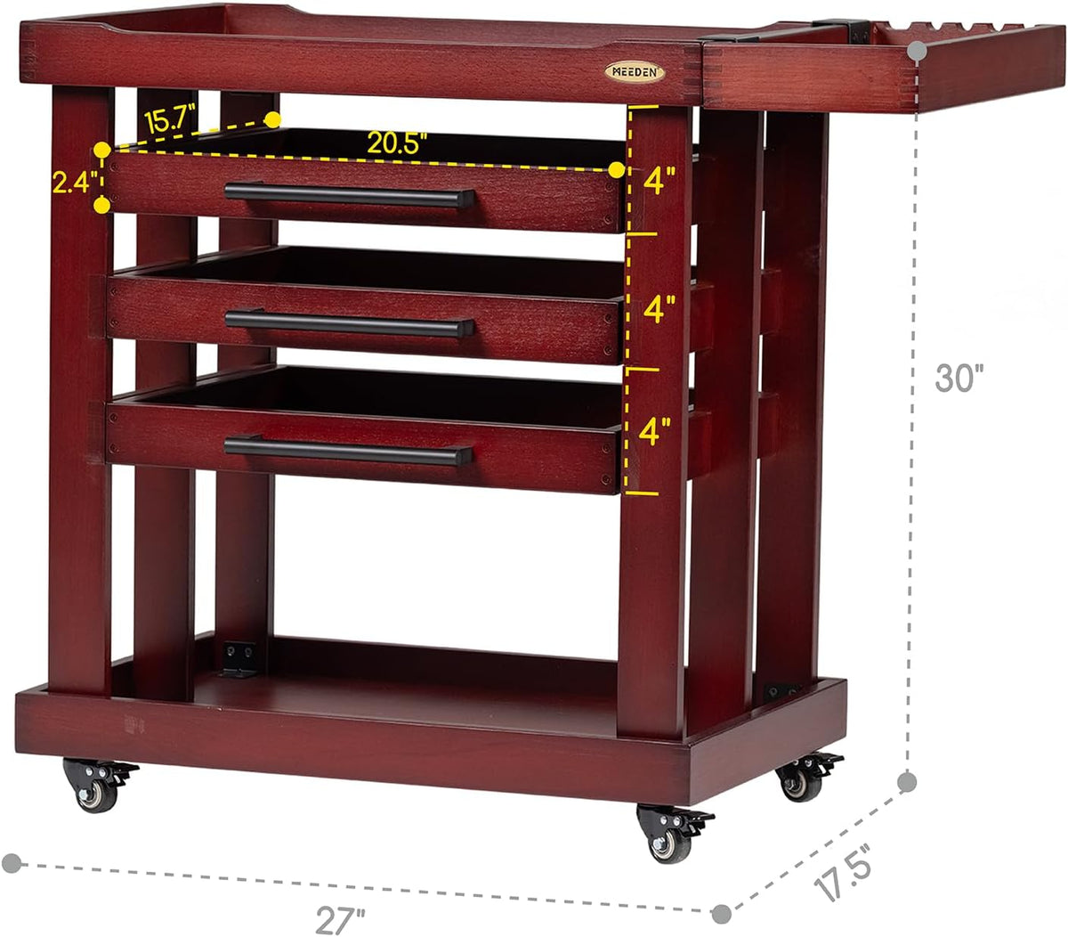MEEDEN Art Supply Storage Cart, 5 Tier Solid Beech Wood Utility Rolling Cart with 3 Drawers, Craft