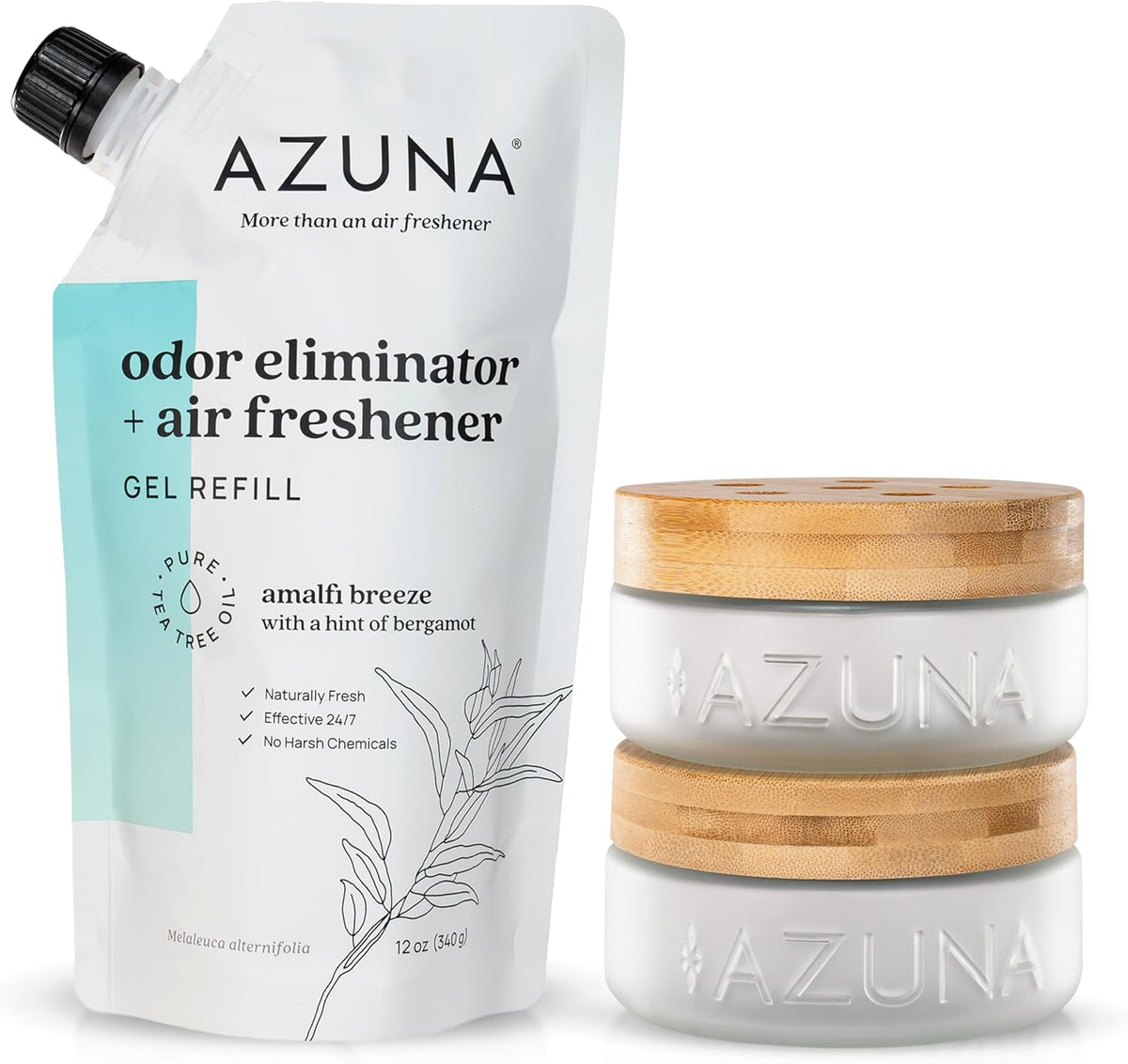 Azuna Air Freshener & Odor Eliminator for Strong Odor | 2 Room Kit Includes (2) 8 oz. Empty Luxe