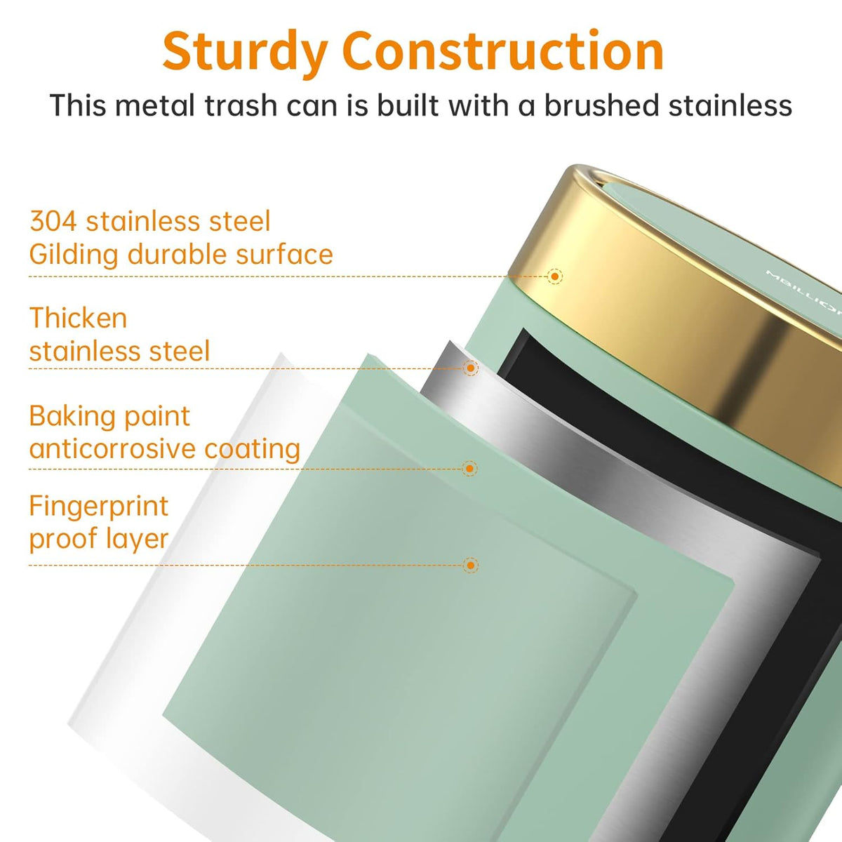 Mini Trash Can with Lid, Desktop Small Trash Can Recycling Bin Cute Metal Garbage Can for Tabletop