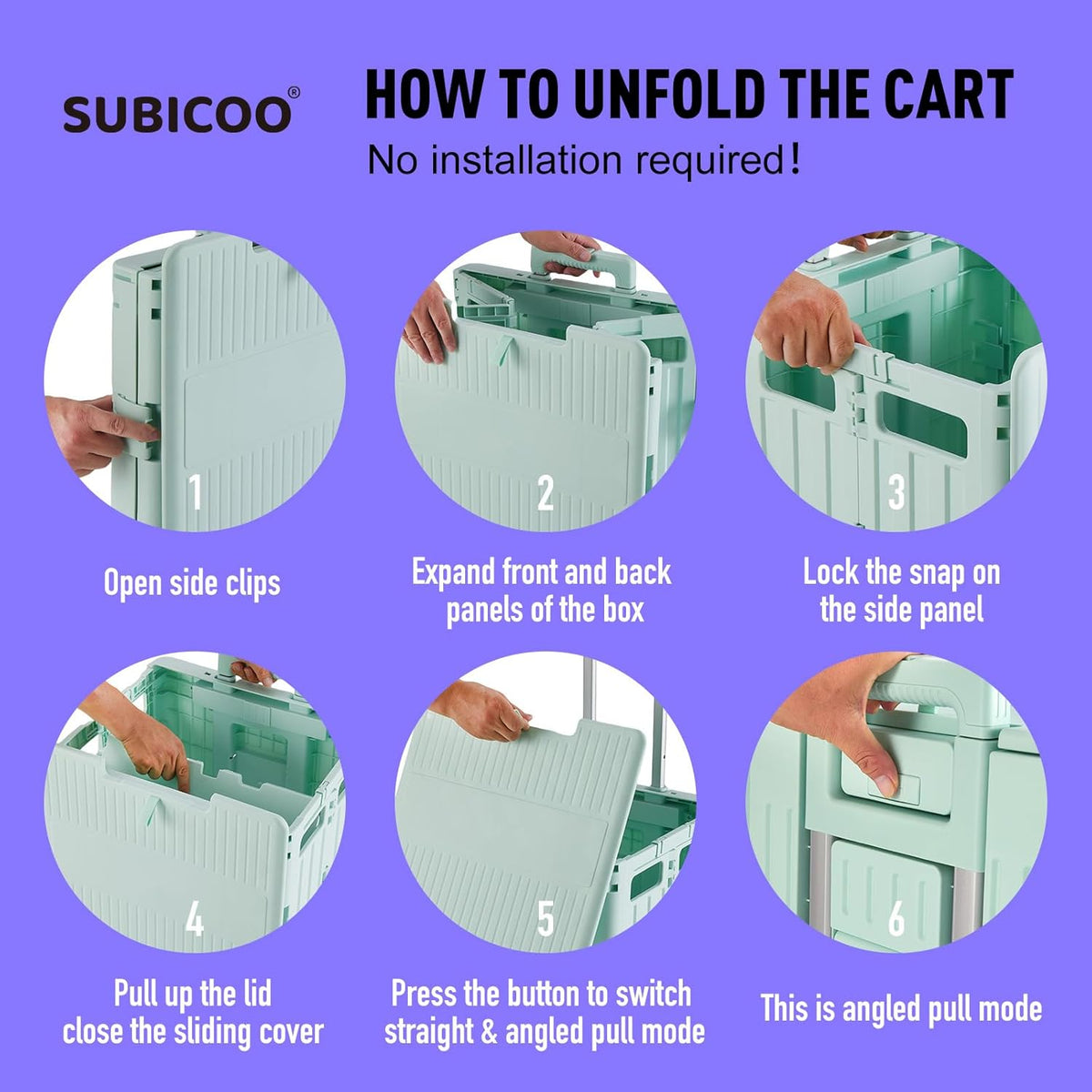 Folding Utility Cart Portable Rolling Crate Handcart Shopping Trolley Collapsible Tool Box, with