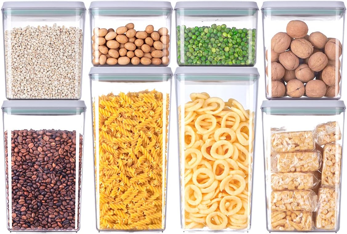 8-Piece Set of Pop Airtight Food Storage Containers with Lids Stackable Containers for Kitchen