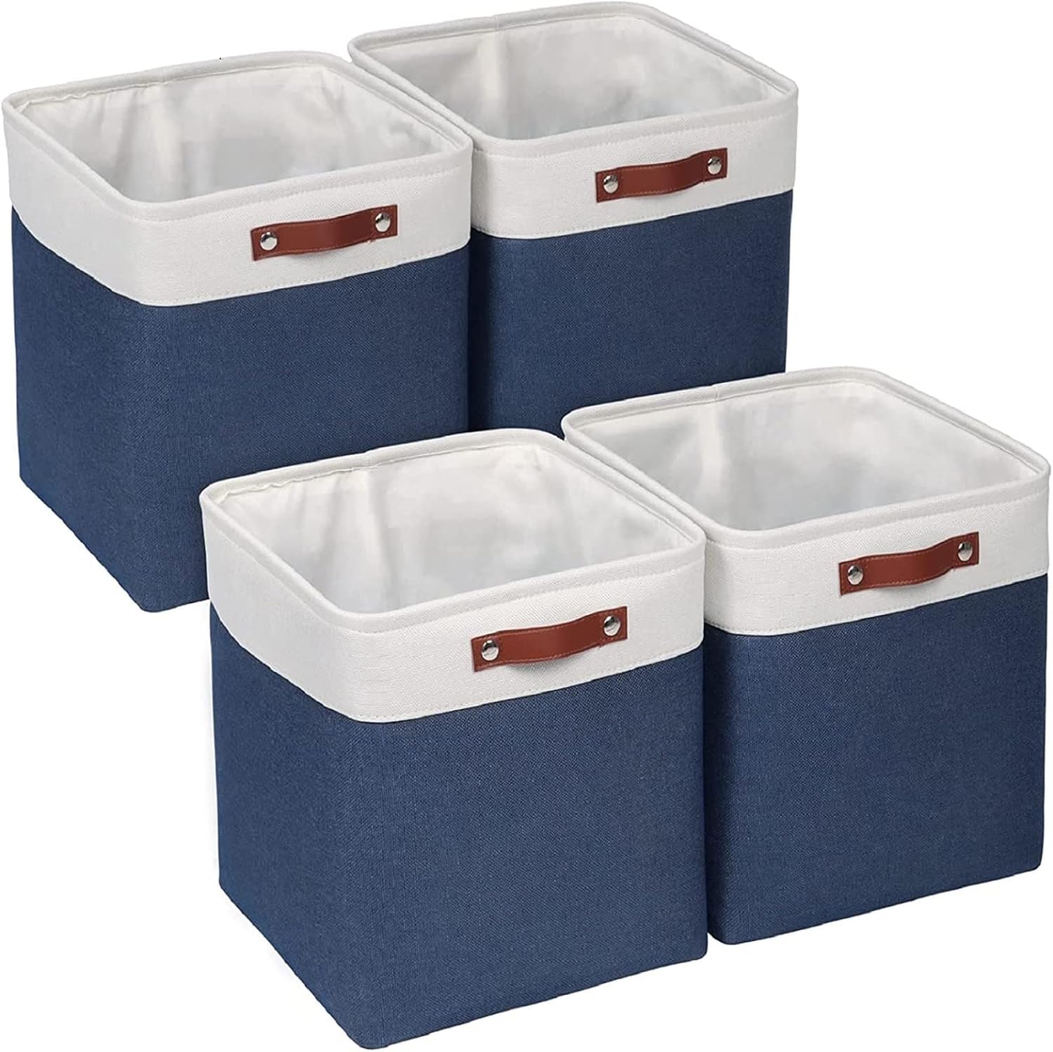 Univivi 13 inch Storage Baskets with Hard Bottom 4 Pack 13 x 13 x13 Cube Storage Bins Foldable