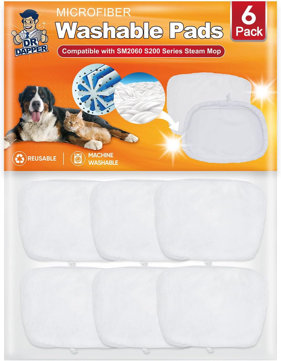 DR DAPPER 6 Pack SMP01 Steam Mop Pads Compatible with Kenmore SM2060 S200 Series – Floor Mops with