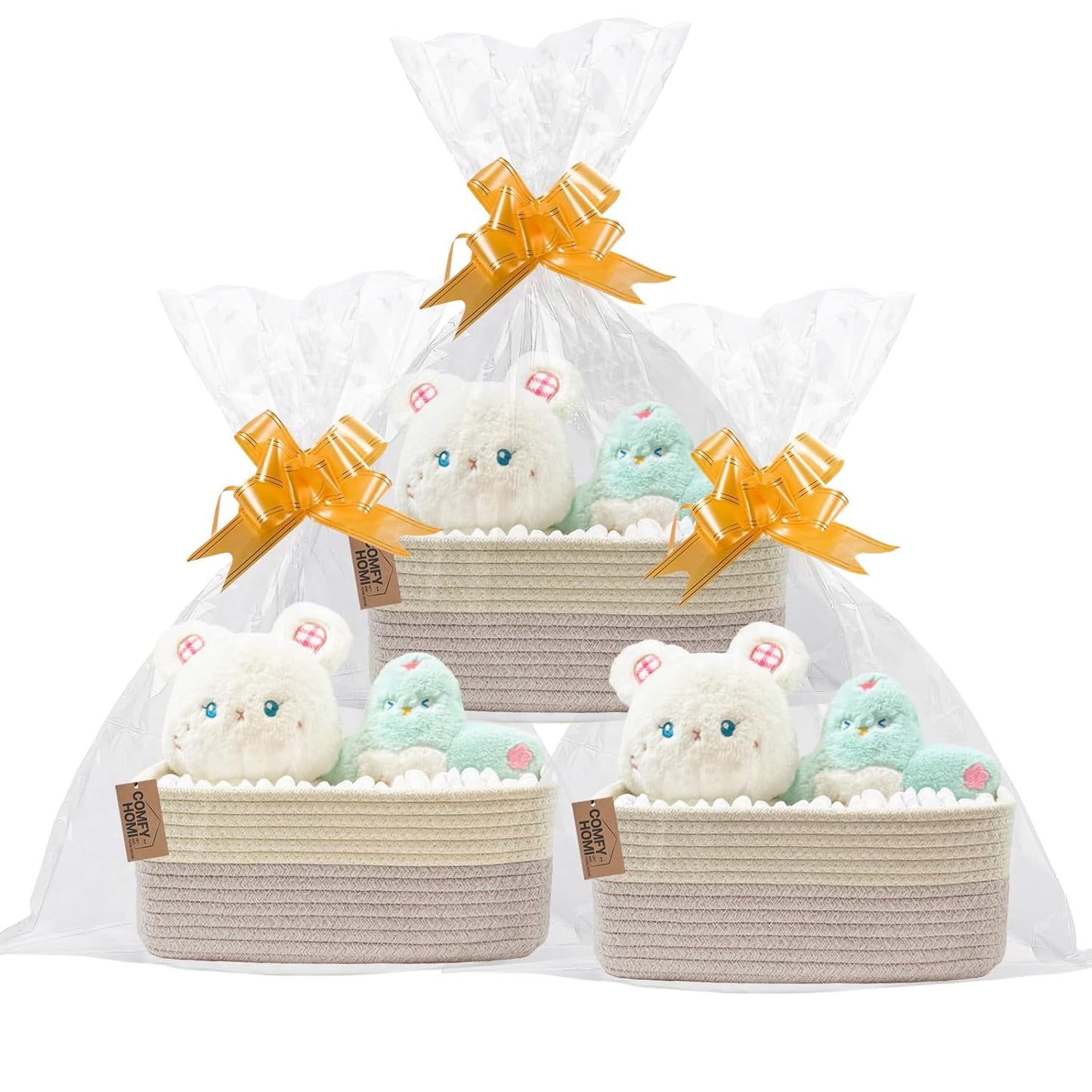 COMFY-HOMI 11.5"x7.5"x4.7" Storage Baskets for Organizing | Cotton Rope Woven Basket | Toy Storage