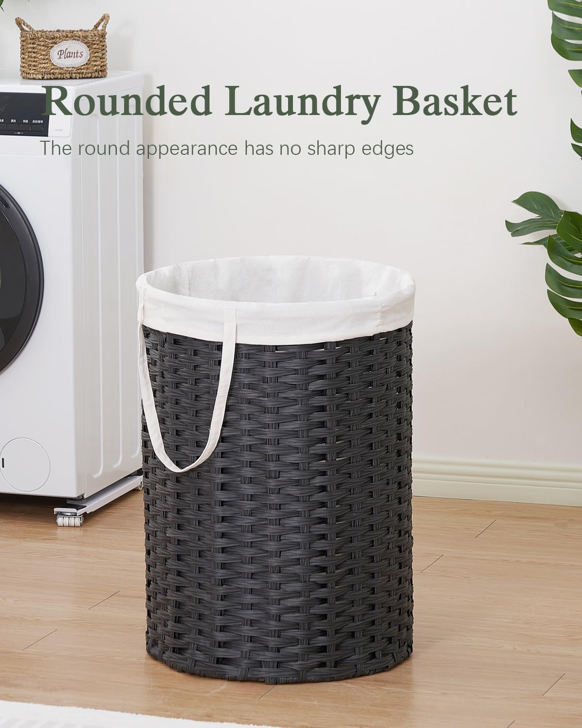 Laundry Basket Round Rattan Laundry Hamper 29.1 Gal (110 L) Handwoven Large Wicker Basket with
