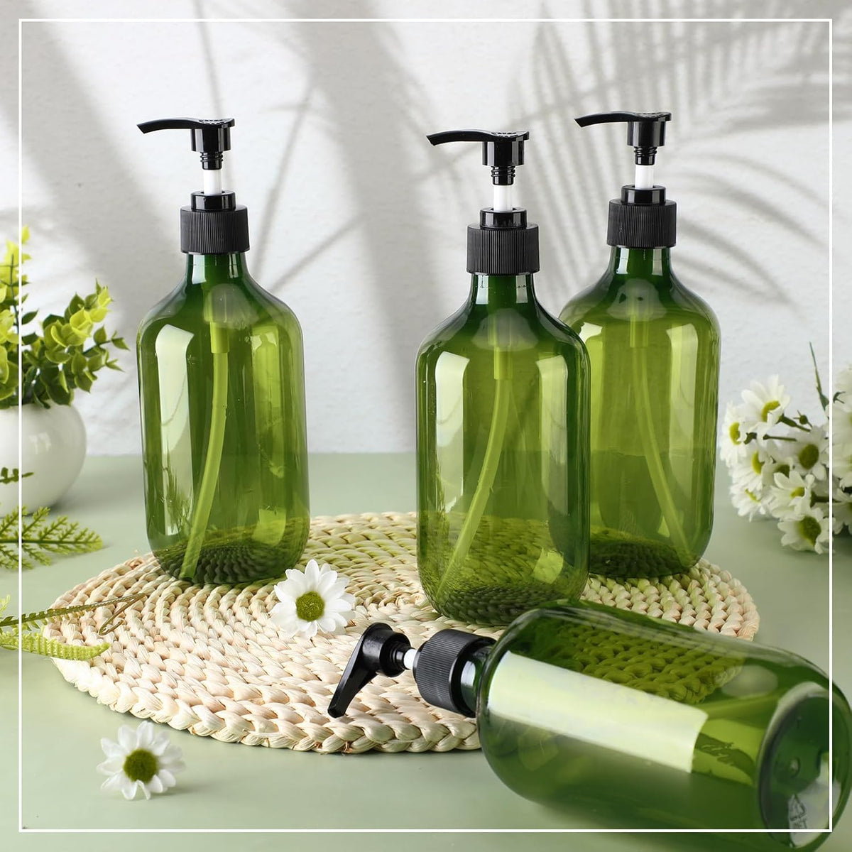 Tessco for you 12 Pack Green Soap Dispenser Empty Plastic Pump Bottles Dispenser Refillable Shampoo